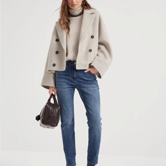 Brunello Cucinelli Blue Jeans Monili Stretch Skinny Denim 25.5"x27" Size 2 - Picture 7 of 9